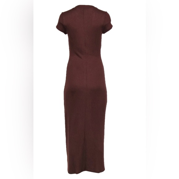 Reformation Brown Ribbed Knit Button Front Maxi Dress-  Sz sm - Picture 3 of 7